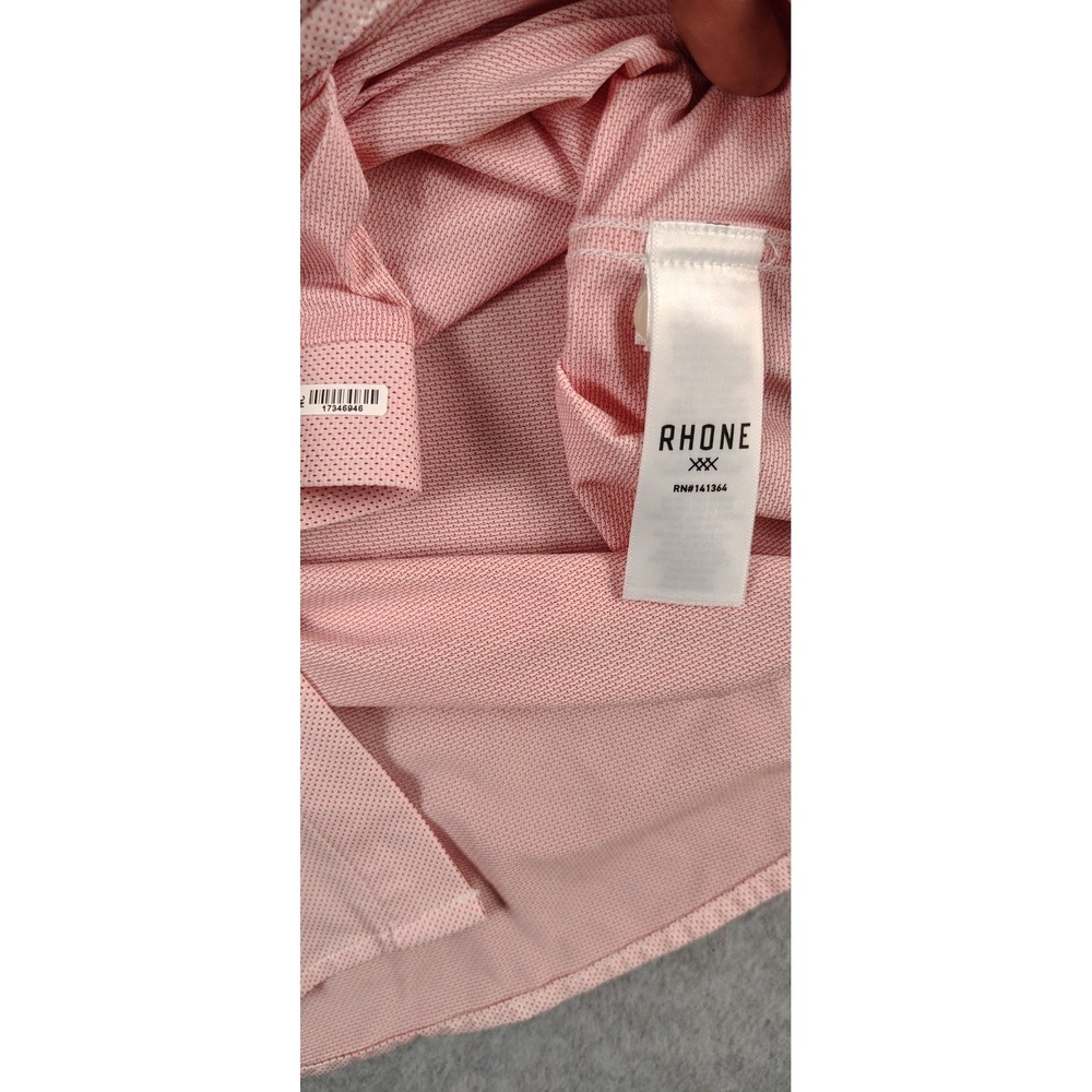 Rhone Commuter Shirt Men M Pink Morse Slim Fit Tech Button Up Work Preppy - Picture 11 of 13